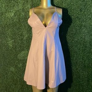 Faux leather beige dress